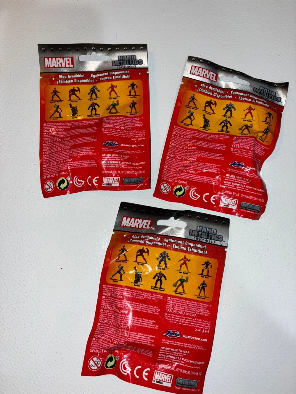3 Marvel Nano Metalfigs Mystery Blind Bag - Red and Orange Packaging